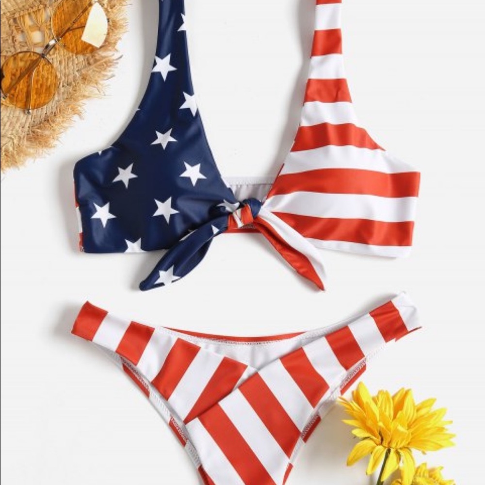 NWT Knot American Flag Bikini